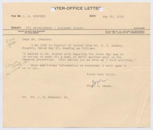 [Letter from Thomas L. James to I. H. Kempner, May 29, 1953]