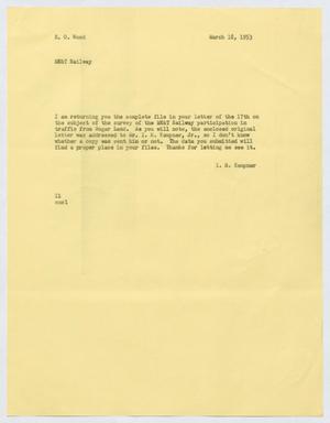 [Letter from I. H. Kempner to E. O. Wood, March 18, 1953]