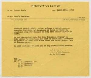 [Letter from H. L. Williams to Herman Lurie, April 22nd, 1953]