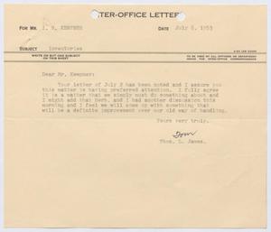 [Letter from Thomas L. James to I. H. Kempner, July 6, 1953]