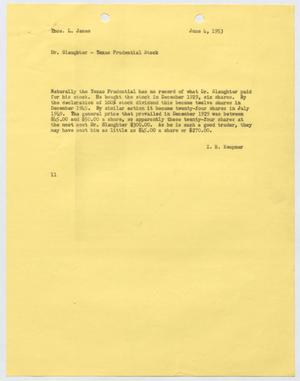 [Letter from I. H. Kempner to Thomas L. James, June 4, 1953]