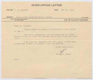 [Letter from Thomas L. James to I. H. Kempner, May 12, 1953]