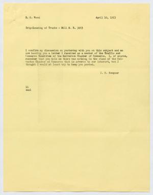 [Letter from I. H. Kempner to E. O. Wood, April 10, 1953]