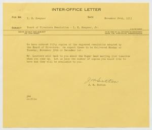 [Letter from J. M. Sutton to I. H. Kempner, November 24, 1953]