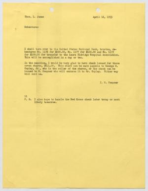 [Letter from I. H. Kempner to Thomas L. James, April 16, 1953]