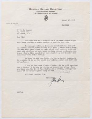 [Letter from John W. Lowe to I. H. Kempner, August 17, 1953]