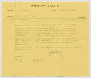 [Letter from E. O. Wood to I. H. Kempner, January 28, 1953]