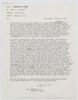 [Letter from Herman Lurie to I. H. Kempner, October 21, 1953]