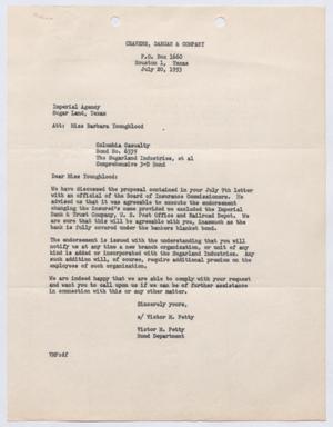 [Letter from Victor M. Petty to Imperial Agency, July 20, 1953]