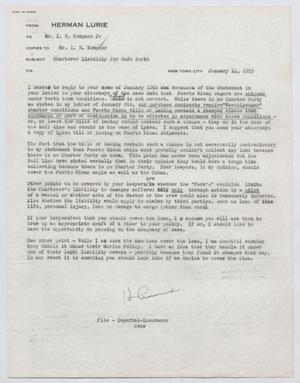 [Letter from Herman Lurie to I. H. Kempner, Jr., January 14, 1953]