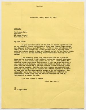 [Letter from I. H. Kempner to Herman Lurie, April 27, 1953]