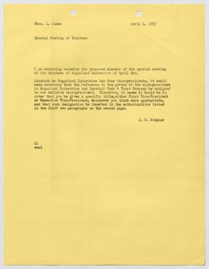 [Letter from I. H. Kempner to Thomas L. James, April 4, 1953]