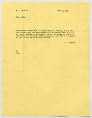 [Letter from I. H. Kempner to W. H. Louviere, March 3, 1953]