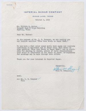 [Letter from Stan M. Sheppard to William M. Nathan, October 5, 1953]
