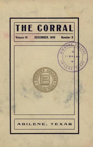 Primary view of object titled 'The Corral, Volume 4, Number 3, December, 1910'.