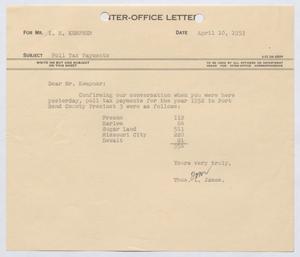 [Inter-Office Letter from Thomas L. James to I. H. Kempner, April 10, 1953]