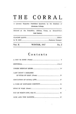 Primary view of object titled 'The Corral, Volume 10, Number 2, Winter, 1917'.