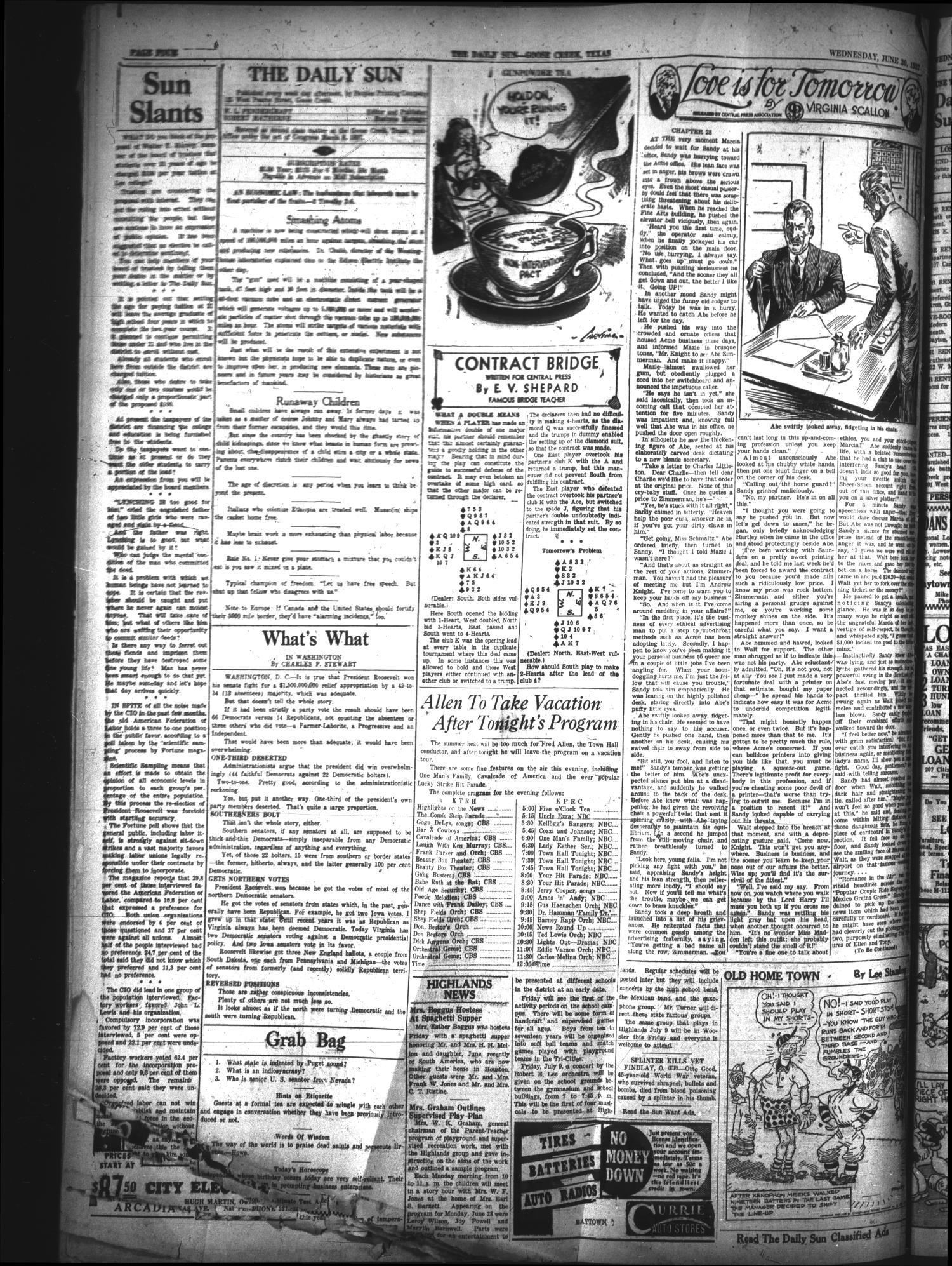 The Daily Sun (Goose Creek, Tex.), Vol. 19, No. 11, Ed. 1 Wednesday, June 30, 1937
                                                
                                                    [Sequence #]: 4 of 6
                                                