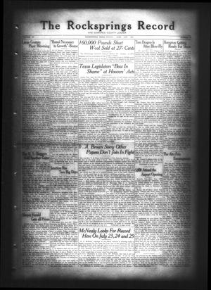 The Rocksprings Record and Edwards County Leader (Rocksprings, Tex.), Vol. 11, No. 28, Ed. 1 Friday, June 21, 1929