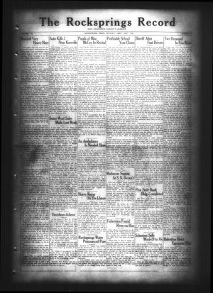 The Rocksprings Record and Edwards County Leader (Rocksprings, Tex.), Vol. 11, No. 25, Ed. 1 Friday, May 31, 1929