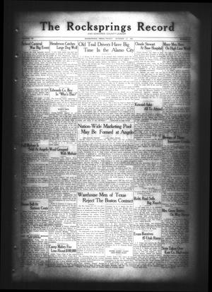 The Rocksprings Record and Edwards County Leader (Rocksprings, Tex.), Vol. 11, No. 46, Ed. 1 Friday, October 25, 1929