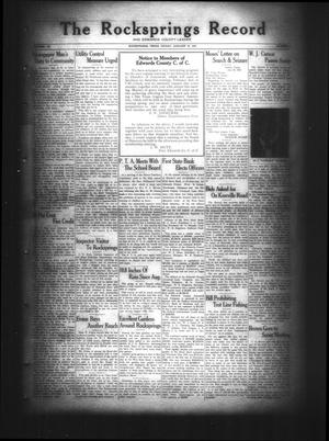 Primary view of object titled 'The Rocksprings Record and Edwards County Leader (Rocksprings, Tex.), Vol. 11, No. 7, Ed. 1 Friday, January 25, 1929'.