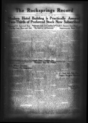 The Rocksprings Record and Edwards County Leader (Rocksprings, Tex.), Vol. 11, No. 27, Ed. 1 Friday, June 14, 1929