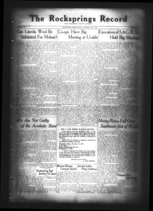 The Rocksprings Record and Edwards County Leader (Rocksprings, Tex.), Vol. 11, No. 45, Ed. 1 Friday, October 18, 1929