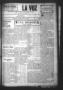 Thumbnail image of item number 1 in: 'La Voz (San Diego, Tex.), Vol. 1, No. 28, Ed. 1 Friday, July 3, 1936'.
