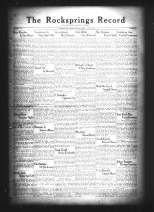 Primary view of object titled 'The Rocksprings Record and Edwards County Leader (Rocksprings, Tex.), Vol. 11, No. 17, Ed. 1 Friday, April 5, 1929'.
