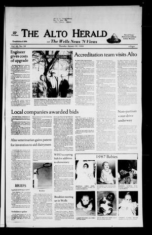 The Alto Herald and The Wells News 'N Views (Alto, Tex.), Vol. 92, No. 38, Ed. 1 Thursday, January 28, 1988