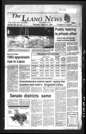 The Llano News (Llano, Tex.), Vol. 104, No. 45, Ed. 1 Thursday, August 27, 1992