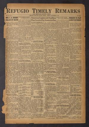 Primary view of object titled 'Refugio Timely Remarks and Refugio County News (Refugio, Tex.), Vol. 6, No. 2, Ed. 1 Friday, November 3, 1933'.