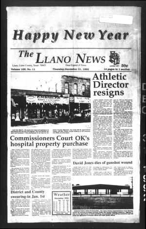 Primary view of object titled 'The Llano News (Llano, Tex.), Vol. 105, No. 11, Ed. 1 Thursday, December 31, 1992'.