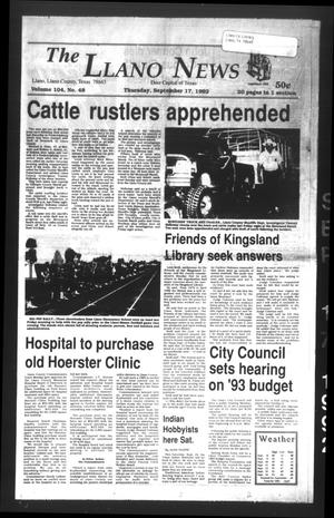 The Llano News (Llano, Tex.), Vol. 104, No. 48, Ed. 1 Thursday, September 17, 1992