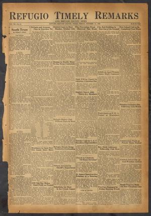 Primary view of object titled 'Refugio Timely Remarks and Refugio County News (Refugio, Tex.), Vol. 7, No. 51, Ed. 1 Friday, October 11, 1935'.