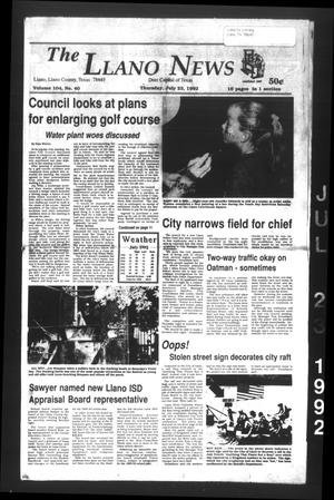The Llano News (Llano, Tex.), Vol. 104, No. 40, Ed. 1 Thursday, July 23, 1992