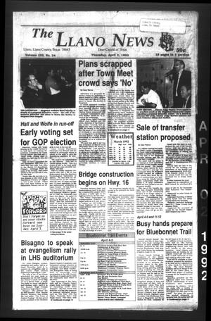 The Llano News (Llano, Tex.), Vol. 102, No. 24, Ed. 1 Thursday, April 2, 1992