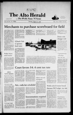 The Alto Herald and The Wells News 'N Views (Alto, Tex.), Vol. 93, No. 15, Ed. 1 Thursday, August 18, 1988