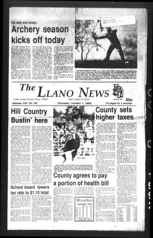 The Llano News (Llano, Tex.), Vol. 104, No. 50, Ed. 1 Thursday, October 1, 1992