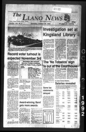 Primary view of object titled 'The Llano News (Llano, Tex.), Vol. 105, No. 2, Ed. 1 Thursday, October 29, 1992'.