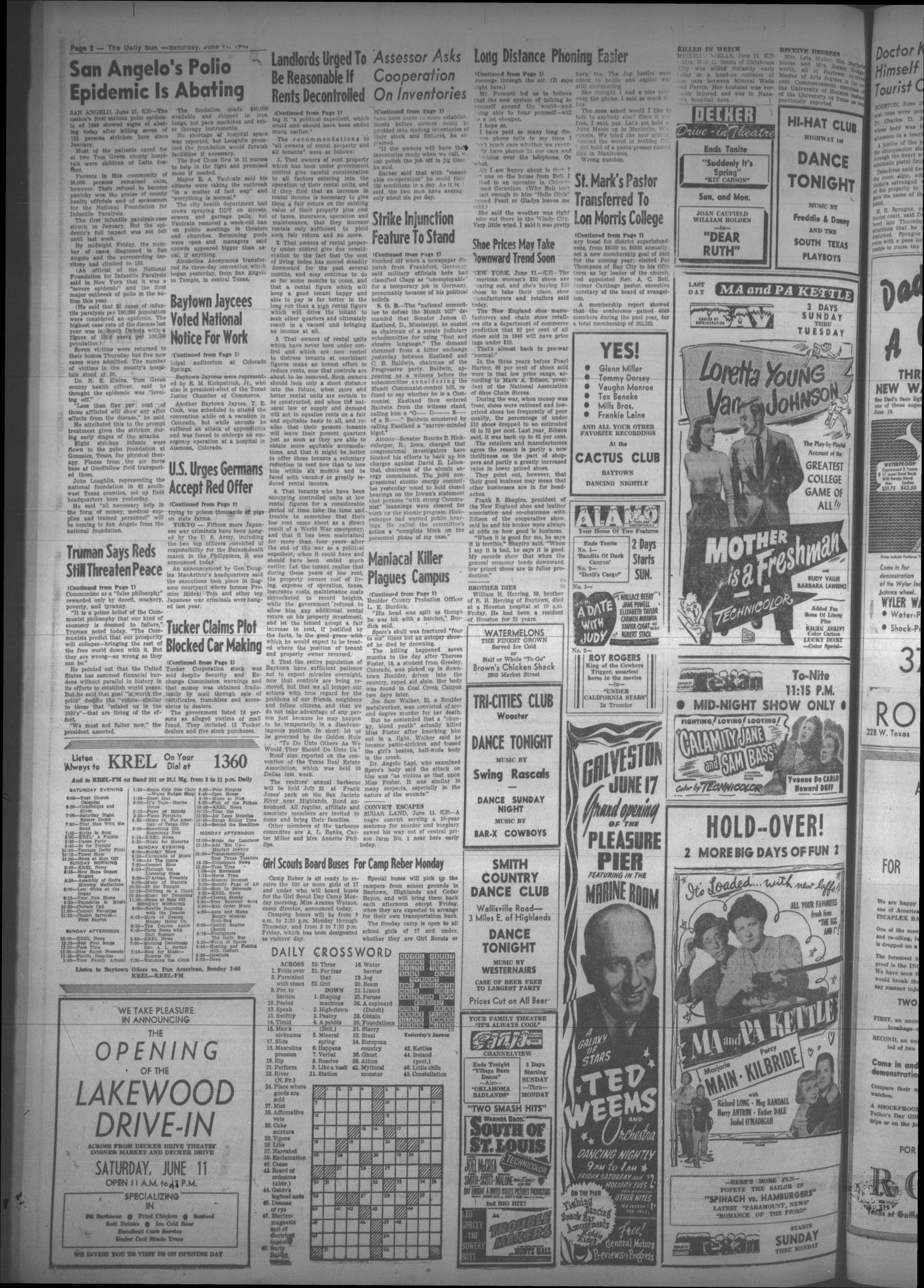 The Daily Sun (Baytown, Tex.), Vol. 31, No. 6, Ed. 1 Saturday, June 11, 1949
                                                
                                                    [Sequence #]: 2 of 10
                                                