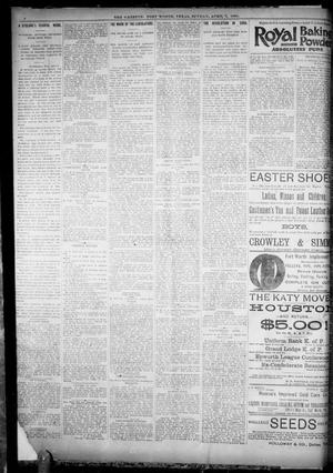 Primary view of object titled 'Fort Worth Gazette. (Fort Worth, Tex.), Vol. 19, No. 133, Ed. 2, Sunday, April 7, 1895'.