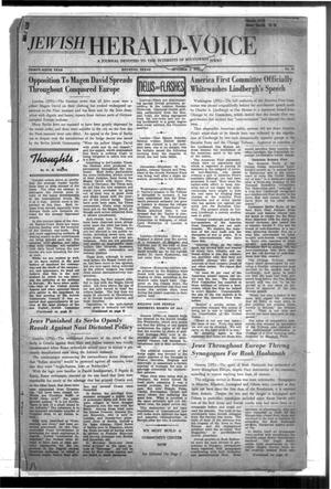 Primary view of object titled 'Jewish Herald-Voice (Houston, Tex.), Vol. 36, No. 28, Ed. 1 Thursday, October 2, 1941'.