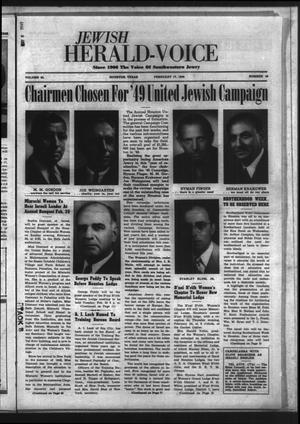 Primary view of object titled 'Jewish Herald-Voice (Houston, Tex.), Vol. 43, No. 46, Ed. 1 Thursday, February 17, 1949'.