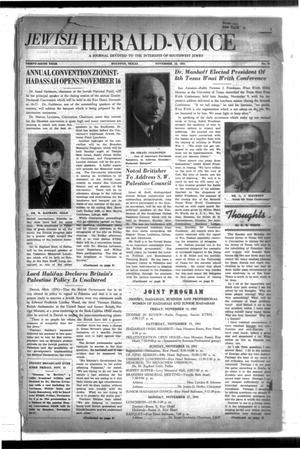 Jewish Herald-Voice (Houston, Tex.), Vol. 36, No. 39, Ed. 1 Thursday, November 13, 1941