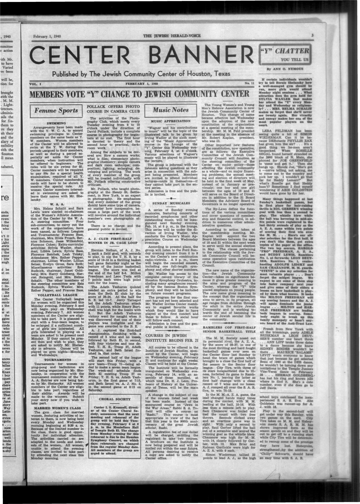 Jewish Herald-Voice (Houston, Tex.), Vol. 34, No. 45, Ed. 1 Thursday, February 1, 1940
                                                
                                                    [Sequence #]: 3 of 6
                                                
