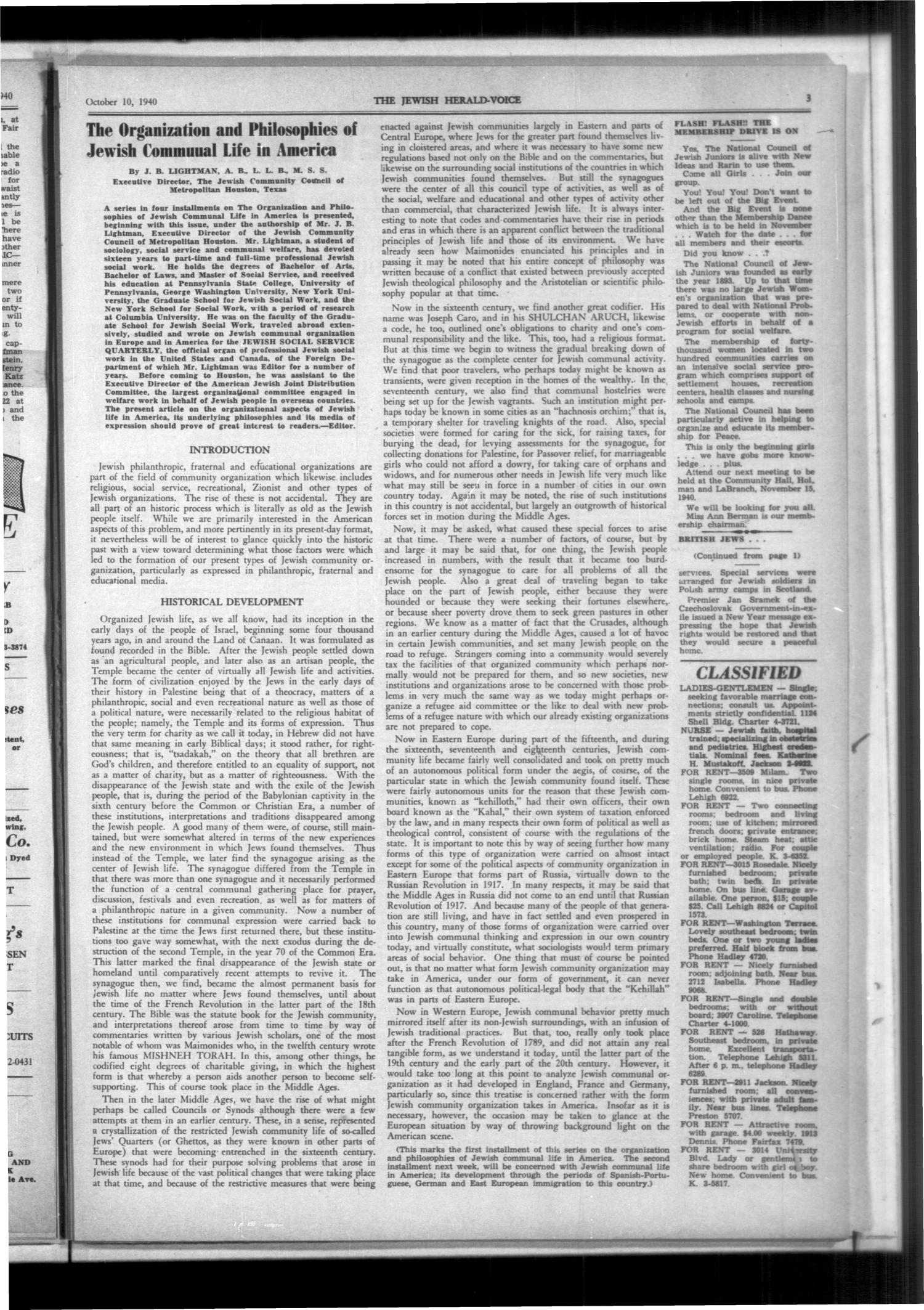 Jewish Herald-Voice (Houston, Tex.), Vol. 35, No. 29, Ed. 1 Thursday, October 10, 1940
                                                
                                                    [Sequence #]: 3 of 6
                                                