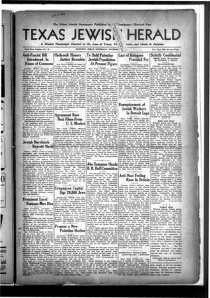 Primary view of object titled 'Texas Jewish Herald (Houston, Tex.), Vol. 61, No. 20, Ed. 1 Thursday, November 19, 1936'.