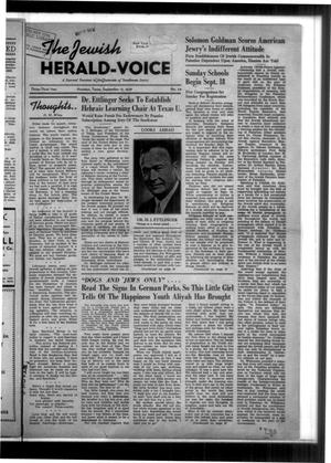 Primary view of object titled 'The Jewish Herald-Voice (Houston, Tex.), Vol. 33, No. 24, Ed. 1 Thursday, September 15, 1938'.